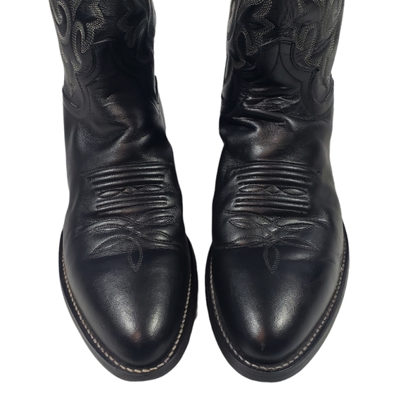 Justin Boots Shoes Justin Buck Black Leather Cowboy Boots 49